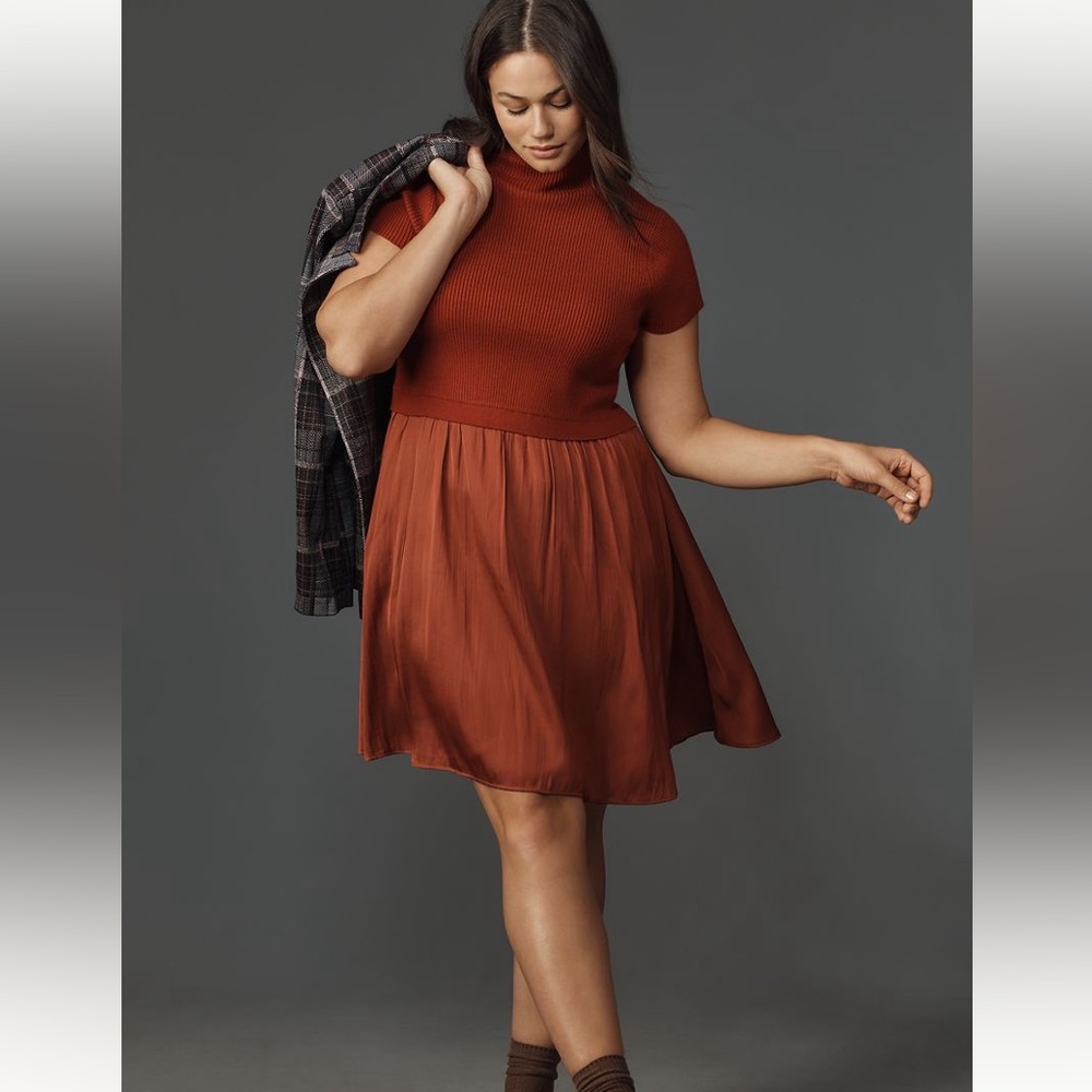 NWT Anthropologie Twofer Sweater Dress. Short Sleeve. Mini. Size 3X